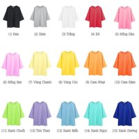 Áo Thun Tay Lỡ Trơn Nhiều Màu Vải Dày Không Xù Lông. - Xanh Ngọc,Từ 40kg Đến 65kg