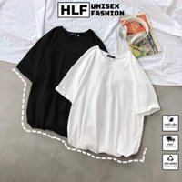 Áo thun tay lỡ trơn trắng đen chất 100% cotton mát mẻ, áo phông form rộng HLFashion
