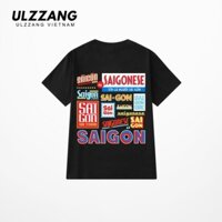 Áo thun tay lỡ ULZZANG cotton dáng unisex form rộng in hình sài gòn ⚡ ཾ