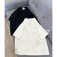 Áo Thun Tay Lỡ Unisex Form Rộng Trơn Phong Cách Trẻ Trung Nam, Nữ 2 Màu Đen, Trắng
