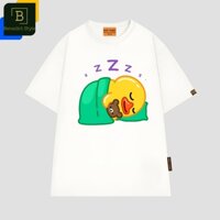 Áo thun tay lỡ unisex in hình Vịt con ôm gấu bông misa đi ngủ dễ thương baby duck shirt BS1042