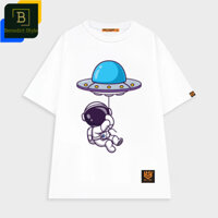 Áo thun tay lỡ unisex phi hành gia đu đĩa bay UFO ngộ nghĩnh BND113