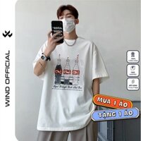 Áo thun tay lỡ WIND unisex form rộng COKA 65% cotton thời trang nam nữ oversize ulzzang