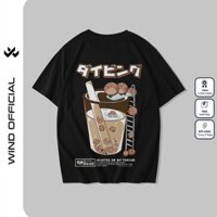 Áo thun tay lỡ WIND unisex form rộng Chocolate 65% cotton thời trang nam nữ oversize ulzzang