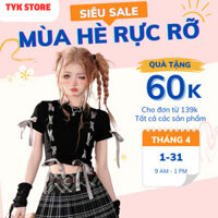 Áo thun tay ngắn cổ tròn cột dây cá tính kiểu dáng bassic đơn giản Q75