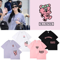 Áo Thun Tay Ngắn Cổ Tròn In Hình blackpink jisoo lisa rose jennie Thời Trang Hàn Quốc Cho Cặp Đôi