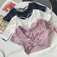 Áo Thun Tay Ngắn Dáng Ôm Hở Lưng Thời Trang Mùa Hè Quyến Rũ Cho Nữ