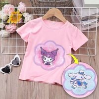 Áo Thun Tay Ngắn Đính Kim Sa Hình Dưa Hấu / Dâu Tây / Tuyết Màu Sắc Thời Trang Cho Bé Trai Và Gái