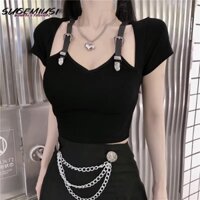 Áo Thun Tay Ngắn Hở Vai Dáng Ôm Thời Trang Dành Cho Nữ