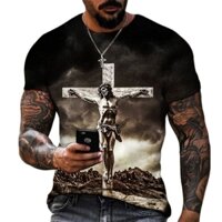 Áo Thun Tay Ngắn In Hình Chúa Jesus Thánh Giá 3D Thời Trang Mùa Hè Cho Nam