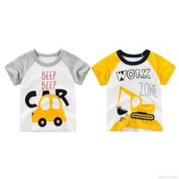 Áo thun tay ngắn in hình máy xúc đất trẻ trung cho nam