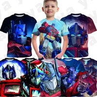 Áo Thun Tay Ngắn In Hình Transformers Optimus Prime 3D Thời Trang Cho Bé Trai Từ 3-13 Tuổi