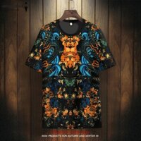 Áo Thun Tay Ngắn In Họa Tiết Thổ Cẩm Phong Cách Trung Hoa Thời Trang Mùa Hè Cho Nam