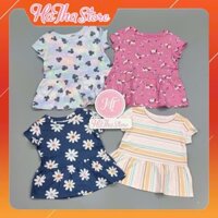 Áo thun tay ngắn JB cho bé gái, áo dạng xòe, áo baby doll, áo thun cổ tròn họa tiết xinh xắn, áo thun bé gái xuất khẩu