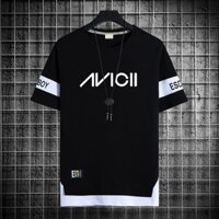 Áo Thun Tay Ngắn Oversize In Chữ Avicii Màu Trắng Đen Thời Trang Mùa Hè Cho Nam Và Nữ