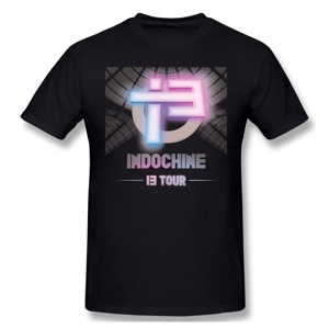 Áo thun tay ngắn TheBlueTshirt in chữ "Indochine" - màu trắng/ đen