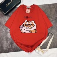 Áo Thun Tay Ngắn Unisex Đủ Size M L XL - CỌP HI ĐEO KÍNH RĂNG KIM CƯƠNG - Đỏ,XL