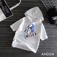 Áo thun teen nam nữ HOODIE TAY LỠ CÓ NÓN hình ngựa