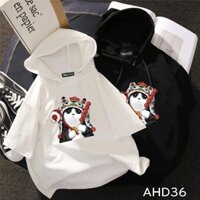 Áo thun teen nam nữ HOODIE TAY LỠ CÓ NÓN hình mèo hồ lô