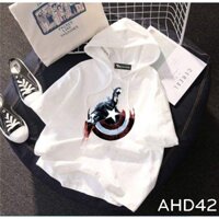 Áo thun teen nam nữ HOODIE TAY LỠ CÓ NÓN hình Caption america