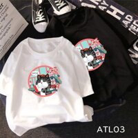 Áo thun teen nam nữ tay lỡ UNISEX NAM NỮ hình mèo