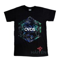 Áo thun Thái Lan in 3D chữ OVDS trắng trên hình lục giác sắc xanh T0135