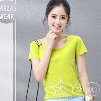 Áo Thun Thái Trơn Màu Vàng Bơ , Áo Phông Nữ Trơn Cổ Tròn Vải Mịn Đẹp Hàng Nhập Cao Cấp Shop YUNA