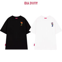 Áo thun THÊU cặp đôi BY.DUNI nam nữ form rộng Local Brand unisex, áo cặp bạn thân cotton THỎ VÀ CÁO
