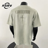 Áo thun thêu chữ thập ngắn tay ASRV
