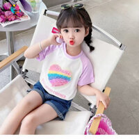 Áo thun thêu tình yêu mới nhất Quần áo trẻ em Kawayi hoang dã dễ thương còn hàng