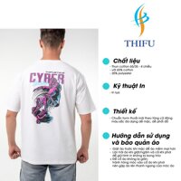 Áo Thun THIFU FASHION Tay Lỡ Hoạ Tiết Hoạt Hình CYBER Chất Liệu Cotton, Thấm Hút Tốt Phù Hợp Cho Cả Nam Và Nữ - TRẮNG,XL