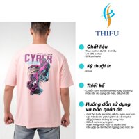 Áo Thun THIFU FASHION Tay Lỡ Hoạ Tiết Hoạt Hình CYBER Chất Liệu Cotton, Thấm Hút Tốt Phù Hợp Cho Cả Nam Và Nữ - HỒNG,L