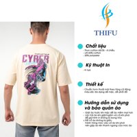 Áo Thun THIFU FASHION Tay Lỡ Hoạ Tiết Hoạt Hình CYBER Chất Liệu Cotton, Thấm Hút Tốt Phù Hợp Cho Cả Nam Và Nữ - VÀNG KEM,XL
