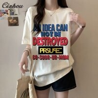 Áo thun thời trang mùa hè có trích dẫn truyền cảm hứng cho nữ