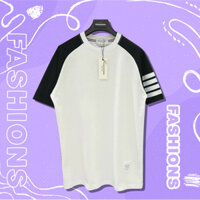Áo Thun Thome Br Phối 4 Vạch Siêu Đẹp - Áo Phông THOME Nam Nữ hot trend chất cotton đẹp Phối Màu Viền Vai Cao Cấp AT001