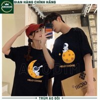 Áo thun tình yêu cặp đôi, áo thun in hình Phi Hành Gia Mặt Trăng đáng yêu