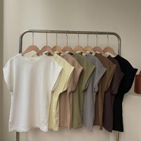 Áo thun tổ ong tay hến cổ tròn Green