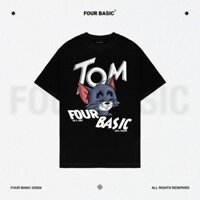 Áo Thun Tom & Jerry FOURBASIC, Chất Vải 100% Cotton Chính Phẩm, Size MLXL, Form Suông Rộng