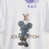 Áo Thun Trắng Cho Nam Nữ Mickey Louis Vuitton