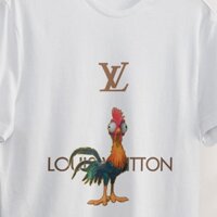 Áo Thun Trắng Cho Nam Nữ Chicken Heihei Moana Louis Vuitton