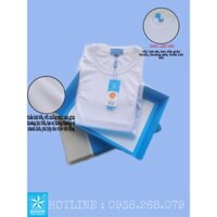 Áo thun trắng cổ tròn vải mè/su