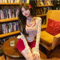 áo thun trắng dài tay basic áo thun nữ ôm body đẹp kiểu hàn quốc cute coquette áo thun trễ vai