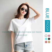 Áo thun trắng nữ cổ tròn, Áo phông local brand cộc tay vải cao cấp Bluemoda207