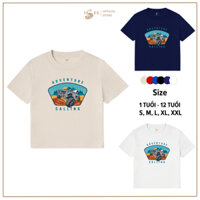 Áo thun trẻ em bé trai, bé gái, áo thun ngắn tay form rộng in chữ ADVENTURE CALLING AC02 - ISEE VN Local Brand