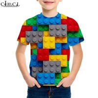 Áo thun trẻ em CLOOCL Khối xây dựng khối Rubik 's Cube ❥ ❈ In hình đường phố phong cách thường ngày