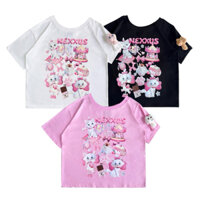 Áo thun trễ vai NEXXUS Form rộng oversize MEOW TEE - Đính mèo bông bên tay - 100% Cotton