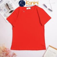 Áo thun trơn cổ tim nữ chất 4 chiều 100 cotton đẹp nhất ngành Kanimi - AN04 - Đỏ,M