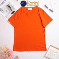 Áo thun trơn cổ tim nữ chất 4 chiều 100 cotton đẹp nhất ngành Kanimi - AN04 - Cam,M