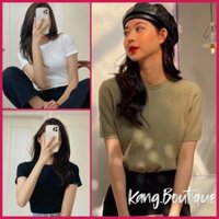 Áo thun trơn cộc tay ôm body 2 dáng áo CROPTOP thun tăm áo thun BASIC co dãn Quảng Châu loại 1 Kang Boutique AP003