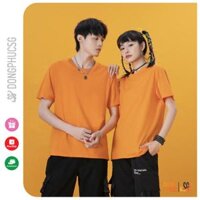 Áo thun trơn màu cam nhạt phông unisex basic nam nữ cổ tròn thun cotton 4 chiều mềm mịn ATTCN  SG - Size 4